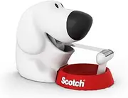Scotch Dog Tape Dispenser with 1 Roll of Scotch Magic Tape - Holds Tape up to 19 mm Wide x 7,5 m - Cute Stationery Sets and Cute Gifts - White