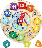 Wooden Shape Sorting Clock, Color Shape Stacking Sorter, Early Educational Activity for Boys Girls Ages 3+, Kindergarten Activity