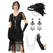 Retro Vintage Roaring 20s 1920s Midi Flapper Dress Outfits Cocktail Dress The Great Gatsby Flapper Girl Wedding Guest Sequins Fringe Women's Carnival Costume 7