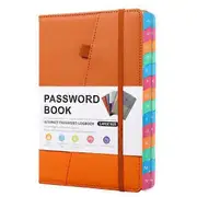 Alphabetical Tabs Hardcover Password Keeper Book for Internet Passwords Website Addresses Notebook orange