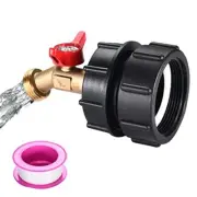 275-330 Gallon IBC Tote Tank Adapter 2 Inch Fine Thread with Ball Valve