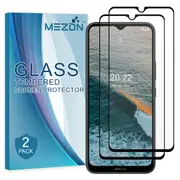 [2 Pack] Full Coverage Nokia C21 Plus Tempered Glass Crystal Clear Premium 9H HD Screen Protector by MEZON (Nokia C21 Plus, 9H Full) – FREE EXPRESS