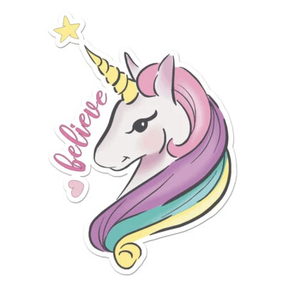 Believe Unicorn Star Vinyl Decal Sticker - ebn8102