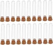 TOPPERFUN 50pcs Plastic Test Tube Storage Cork Lid for Bath Salts Beads Candies and More Reusable Easy to Fill