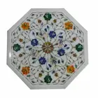 12" side / corner Marble white Table Top Pietra dura Inlay Furniture Decor gift