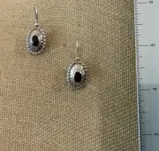 NAVAJO STERLING SILVER BLACK ONYX Concho Drop EARRINGS