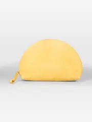 Yellow Suede Half Moon Clutch Bag