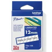 Brother TZE-135 Laminated Labelling Tape 12mm White On Clear