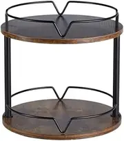 Organizer 2 Tier - Turntable Spice Rack for Table Top, Wooden Rotating Lazy Susan for Cabinet Pantry Kitchen Countertop Dining Table Cupboard Bathroom Vanity Storage