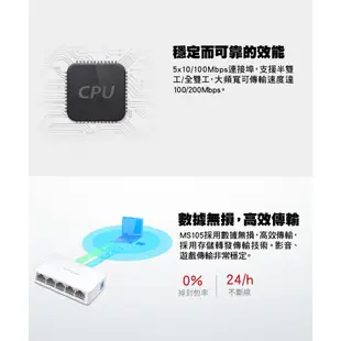 Mercusys水星網路 網路交換器 MS105 5埠口 port 10/100Mbps 乙太網路switch hub