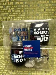 Celebrate America Together -July 4th - Stemless Wine Glasses set of 4 (14.5 Oz)