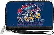 [Buckle-Down] Transformers Wallet, Bifold, Transformers Autobots Group Pose and Text Blues, Vegan Leather, Blue, 7.5"x4.5", Casual