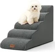 COZY KISS Dog Stairs for High Bed 22.6" H, Small Dog Step for Puppy, Older or Cat, Curved Ramp for Car, Ladder with High Density Foam, Lightweight, Durable, 15.7x33x22.6 inch, 5 Step, Dark Grey