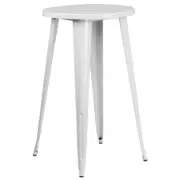 24'' Round Industrial Style White Metal Indoor or Outdoor Restaurant Bar Table