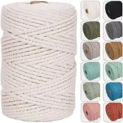 4mm 109yards Macrame Cord Natural Color Cotton Rope for Wall Hanging Plant Ha...
