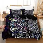 Bohemian Mandala Duvet Cover Set Queen Size, Colorful Galaxy Outer Space Star...