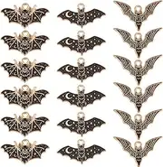 [SUNNYCLUE] 1 Box 60Pcs Bat Charms Animal Charm Halloween Alloy Vampire Ppooky Flittermouse Bats Wing Crescent Moon Black Gothic Charm for Jewelry Making Charms DIY Keychain Bracelet Earrings Necklace,