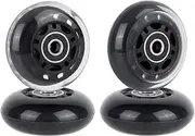 [AOWESM] 64mm Inline Skate Wheels 82a w/Bearings ABEC-9 for Rollerblade, Pelican Storm Case, Roller Board Bag, Carry-on Luggage Suitcase, Water Rower Seat, Steady Rest Wood Lathe, etc (4 Pack) (Black)