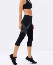 2XU Womans Reflective Black Mid Rise Compression 3/4 Tights XXS 2XS NEW RRP $140