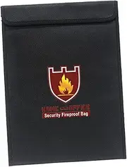 AUTSUPPL 38x28cm A4 Fireproof File Bag Waterproof Portfolio Pouch Security Document Bag Made of Sturdy Materials Smooth Zipper Flap