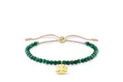 Thomas Sabo Charm Club - Cloverleaf with Green Stones Yellow Gold Bracelet