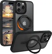 YINLAI Magnetic Case for iPhone 15 Pro Case, [Compatible with MagSafe] with 360° Rotatable Ring Stand Slim Shockproof Protective Phone Cases for iPhone 15 Pro 6.1", Black