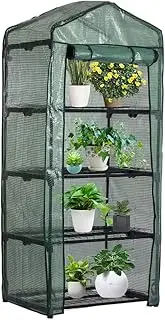Small Plant Greenhouses, Garden 4 Tier Mini Greenhouse Reinforced Replacement Heavy Duty Cover 70 x 50 x 160 cm/27.55 * 19.68 * 62.99 in （Not Include Iron Shelf）