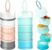 2 PCS 4 Layers Baby Milk Powder Dispenser, Milk Powder Pots,Food Storage Tank, Candy Storage Tank, Formula Dispenser Portable Milk Powder Formula Dispenser Container Pot Box Milk Cans Snack Storage Box for Travel (Blue + Sakura powder)