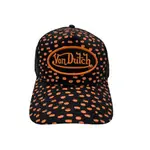 VON DUTCH BLACK ALL OVER ORANGE POLKA POT TRUCKER HAT