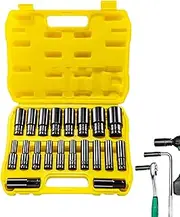 Extra Deep Socket Set, 8-32MM Standard Socket Set, 1/2 Inch Extension Driver Adapter Extractor Tool 20X For Mechanic Automotive Repair Maintenance