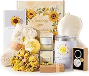 Sunflower Gifts for Women, Birthday Hampers Pamper Gifts for Her, Get Well Soon Gift Baskets Self Care Package Relaxation Bath Set Christmas Gifts for Your Mum, Wife, Best Friends, Sister, Daughter