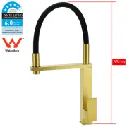 Brushed Gold Stainless Steel Square Pull Out Spout Kitchen Mixer Laundry Faucet
