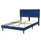 Levede Velvet Bed Frame Double Queen Mattress Base Platform Adjustable Headboard