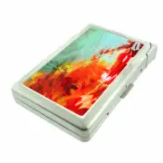 Abstract Painting Em1 Cigarette Case with Built in Lighter Metal Wallet