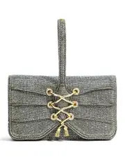 Alexis Bittar Lace Up Glitter Wristlet