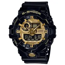 G-SHOCK CASIO 卡西歐潮男必備限量升級版黑金絕對強悍雙顯運動錶 型號：GA-710GB-1A【神梭鐘錶】