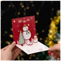 在飛比找momo購物網優惠-3D立體聖誕卡片-4入組附貼紙(DIY手作 手寫 聖誕老人 