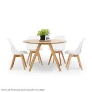 Milari Round Dining Table 1200 + 4X Padded White Eames Chairs