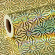 Mothers Day Wrapping Paper Roll - Holographic Gold Tarot Sun Flower for Birthday