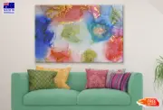 Blue Green & Gold Abstract Design Wall Canvas Home Decor Australian Made Quality