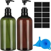 Pump Bottle Dispenser,2 Pcs 1000ml/35oz Refillable Empty Press Pump Bottles,Refillable Plastic Empty Pump Bottles Dispensers with Funnel and Label for Lotions,Shampoo,Conditioner