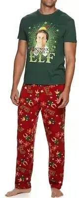 Mens Elf The Movie Buddy Christmas Pajama Set Size M L XL Tshirt Lounge Pant NWT