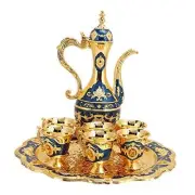Turkish Coffee Pot Set Metal Turkish Tea Set with 6 Luxury Coffee Cups and