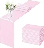 Horbaunal 6 Pack Satin Runners 12 x 108 Inch Bright Silky Smooth Satin Table Runners for Birthday Wedding Party Banquets, Light Pink