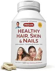 Andrew Lessman Healthy Hair, Skin & Nails 120 Count - 4000 mcg High Bioactivity Biotin, MSM, Full B-Complex Promotes Beautiful Hair, Skin and Strong Nails - No Additives. Easy to Swallow Capsules