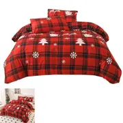 2PCS Christmas Bedding Set Xmas Trees Elk Quilt Cover Pillowcases Set for Christmas Decor-Style 2: Christmas Tree and Snowflakes