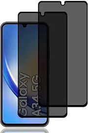 Privacy Screen Protector for Samsung Galaxy A34 5G [Pack of 2], Privacy Screen Protector, Privacy Protective Glass, 9H Hardness, Scratch-Resistant, Anti-Fingerprint, Bubble-Free, Anti Spy Screen Protector for Galaxy A34