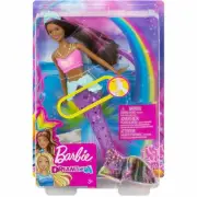 African American Barbie Dreamtopia Sparkle Lights Mermaid w/Brunette & Pink Hair