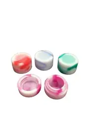 4 Pack 3 ML Mini Cylinder Silicone Wax Containers Green Purple Orange Pink