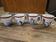 Williams Sonoma Stoneware Holiday Christmas Nordic Elf Mugs CLaups Set of 4 14oz